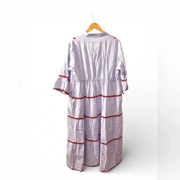 utcoco Summer Beach Boho Striped Flutter 3/4 Sleeve A Line Flowy Long Dress. - Picture 7 of 15